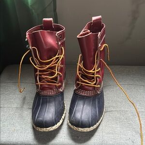 L.L. Bean Red and Navy Bean Boots